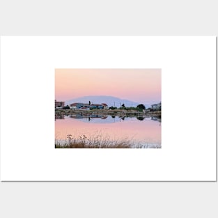 Sunset Mountain Reflection - Alykes Salt Flats, Zante, Zakynthos, Greece Posters and Art